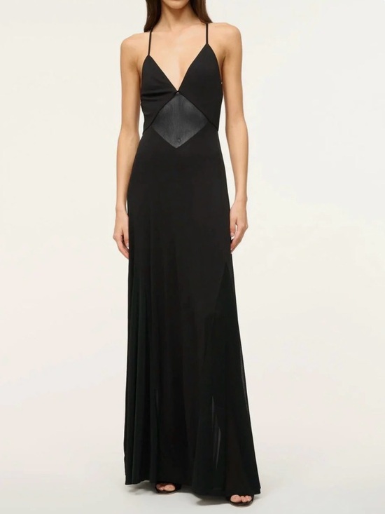STAUD Dresses & Skirts - STAUD Black Maxi Dress with V-Neck and Strappy Detail. Never worn but no tag.